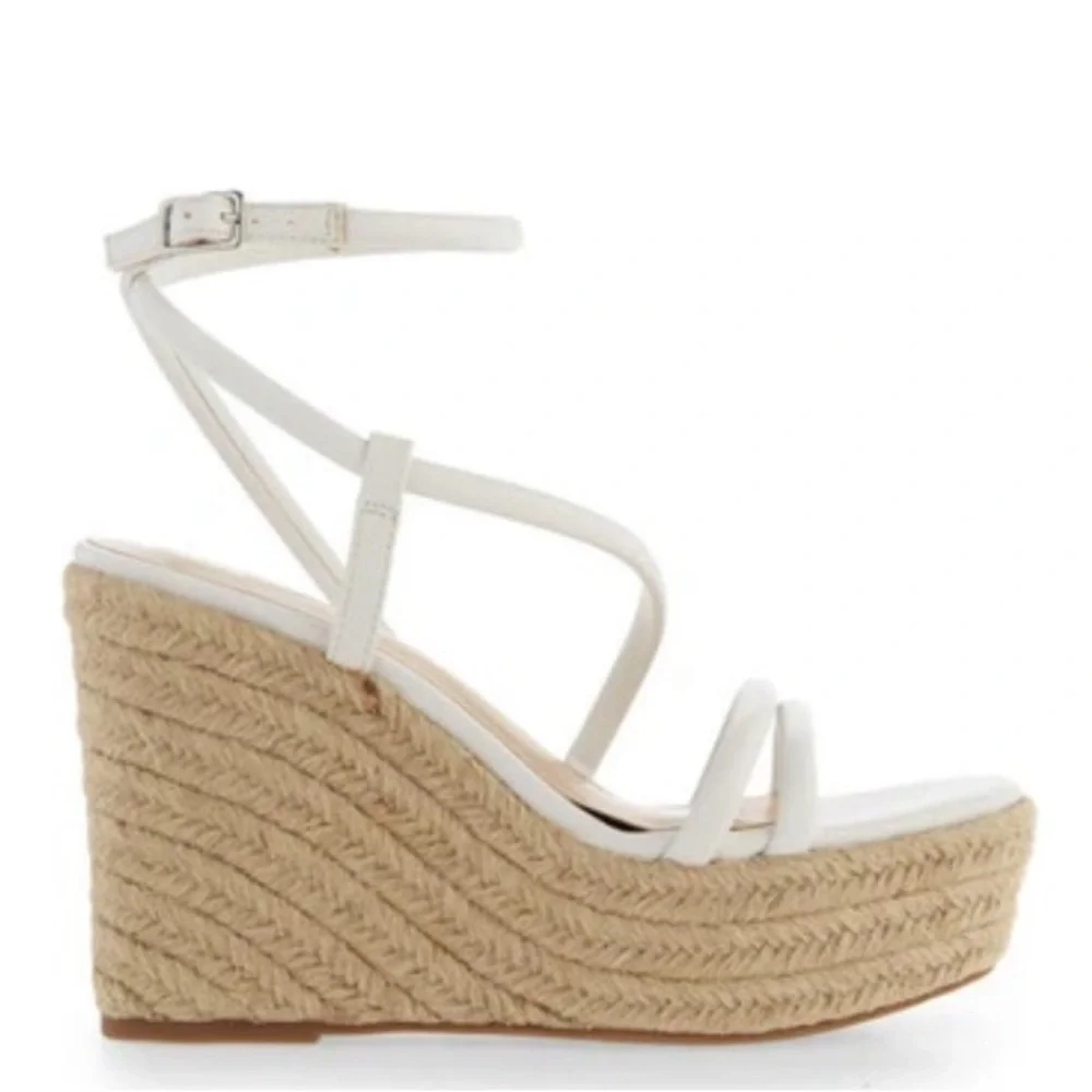 BP. Nordstrom Cohan White Espadrille Platform Wedge Sandal Size 11